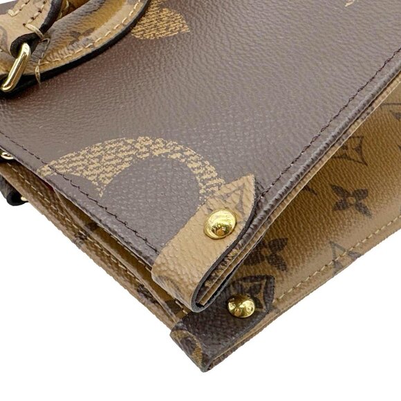 Louis Vuitton  Onthego MM Giant Monogram Reverse Canvas Tote Bag Brown - Picture 6 of 12